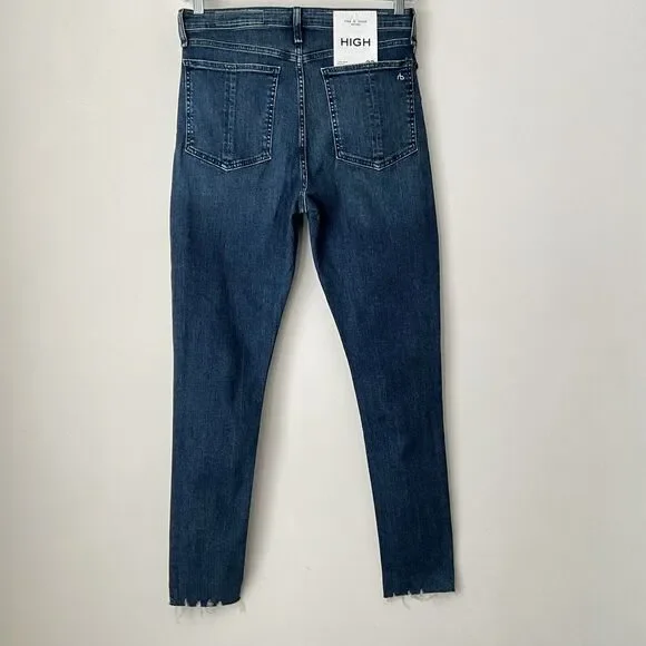 rag & bone Blue Nina Iconic Jeans High Rise Skinny Leg Raw Hem 32